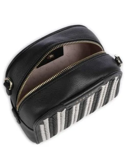 Arden Crescent Umhängetasche genarbtes Rindsleder schwarz/weiß