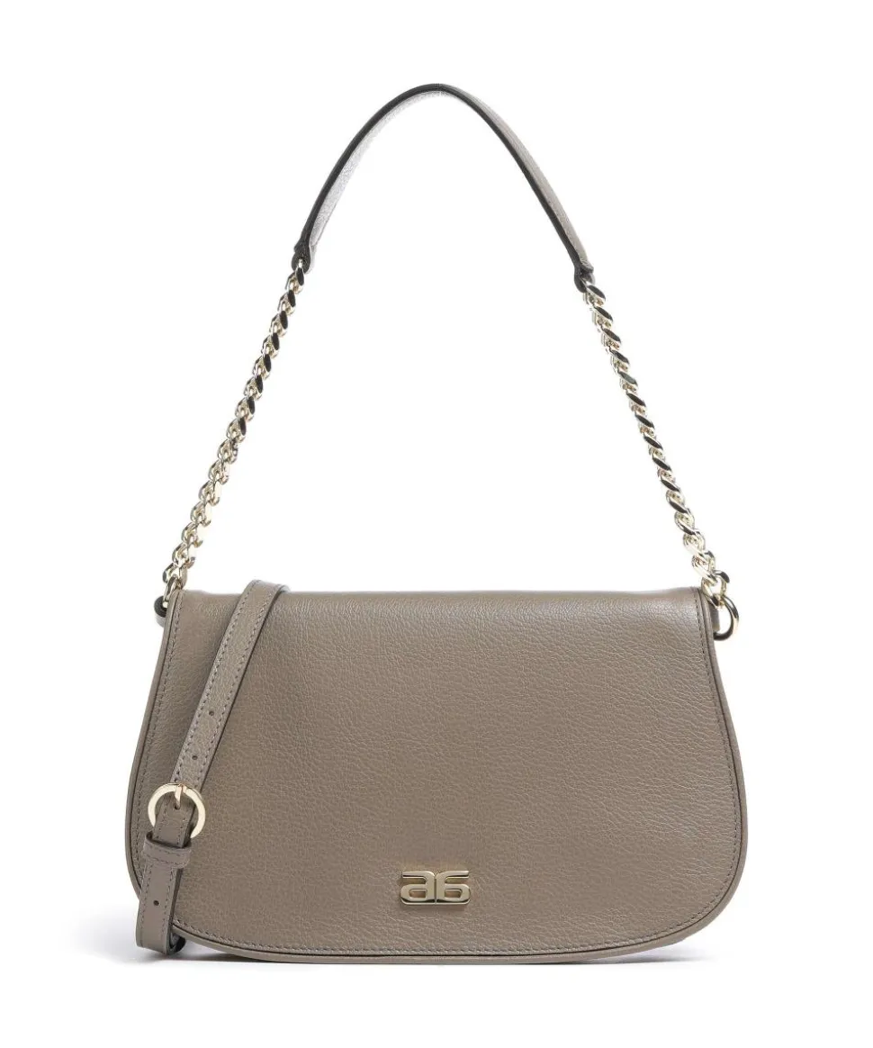 Ariete Clara Schultertasche genarbtes Rindsleder taupe