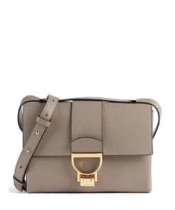 Arlettis Schultertasche genarbtes Leder taupe