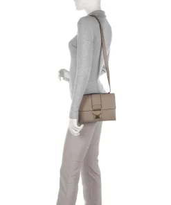 Arlettis Schultertasche genarbtes Leder taupe