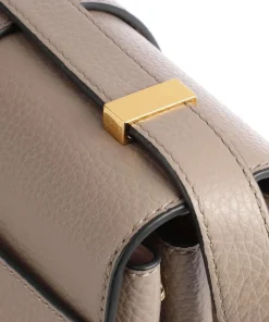 Arlettis Schultertasche genarbtes Leder taupe