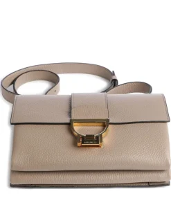 Arlettis Schultertasche genarbtes Leder taupe