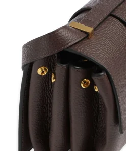 Arlettis Schultertasche genarbtes Leder dunkelbraun