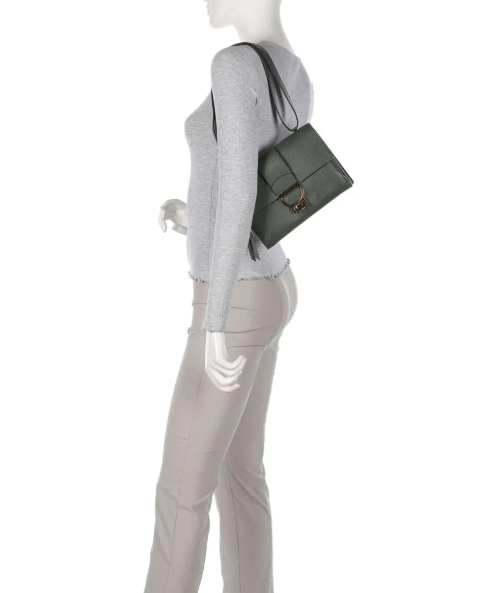 Arlettis Schultertasche genarbtes Leder dunkelgrün