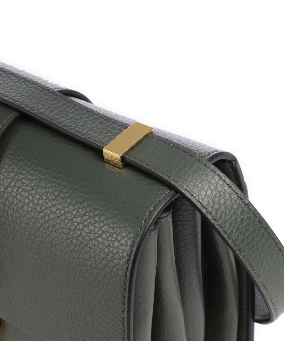 Arlettis Schultertasche genarbtes Leder dunkelgrün