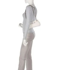 Aslia Shearling Schultertasche Kunstfell weiß