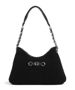 Aslia Shearling Schultertasche Kunstfell schwarz