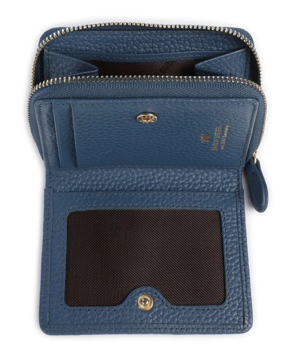 Asti Geldbörse genarbtes Leder blaugrau