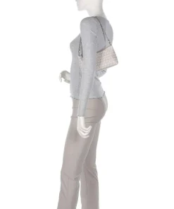 Aura Monogram Schultertasche Leder natur