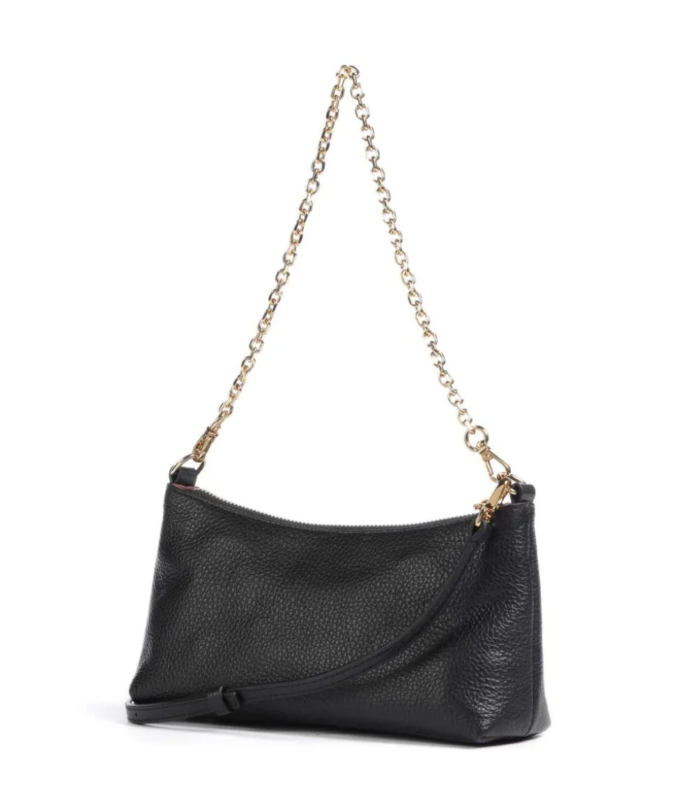 Aura Schultertasche genarbtes Leder schwarz