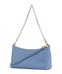 Aura Schultertasche genarbtes Leder blau