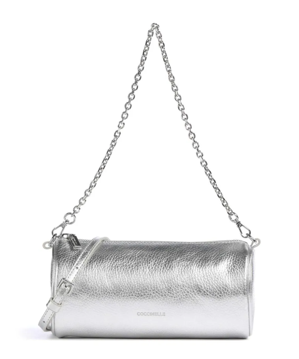 Aura Schultertasche Leder silber