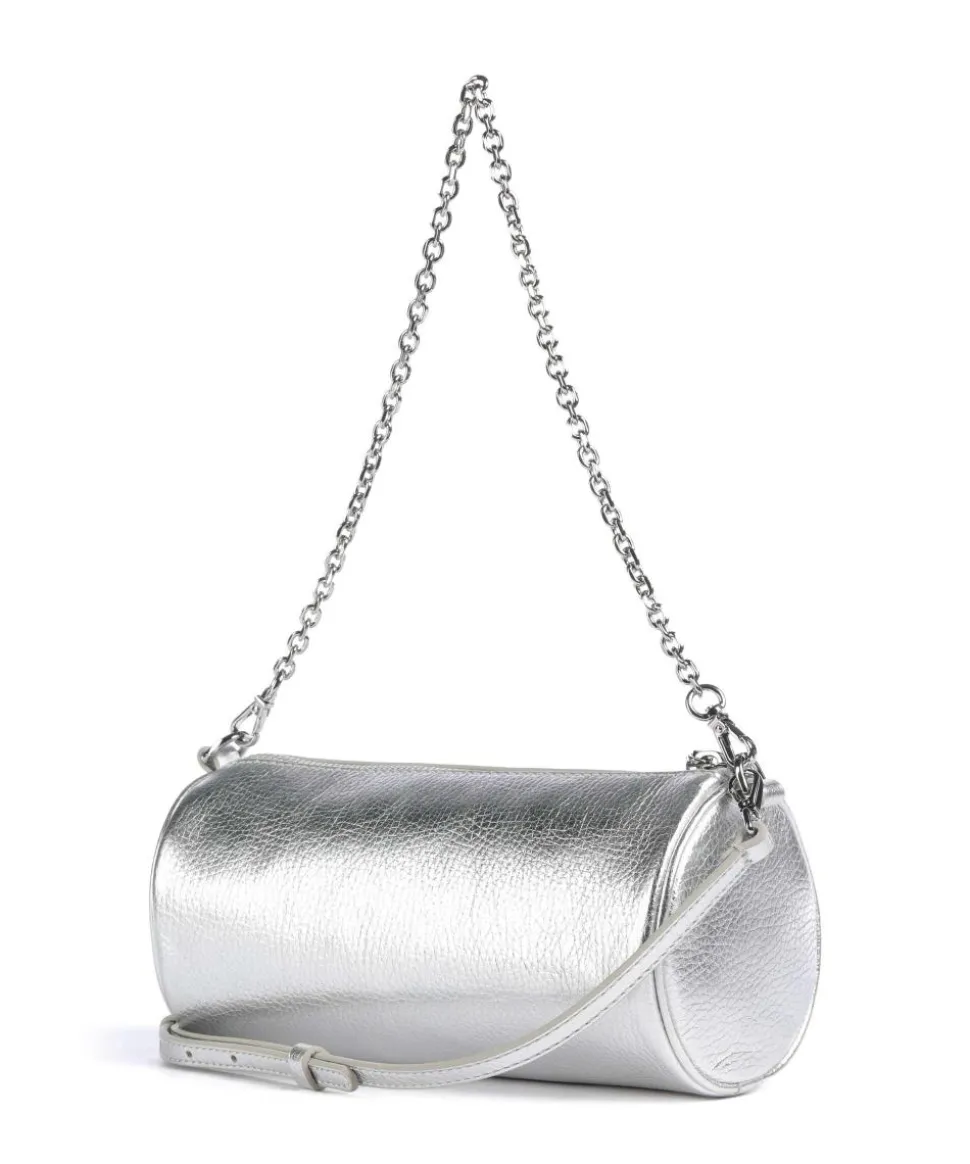 Aura Schultertasche Leder silber