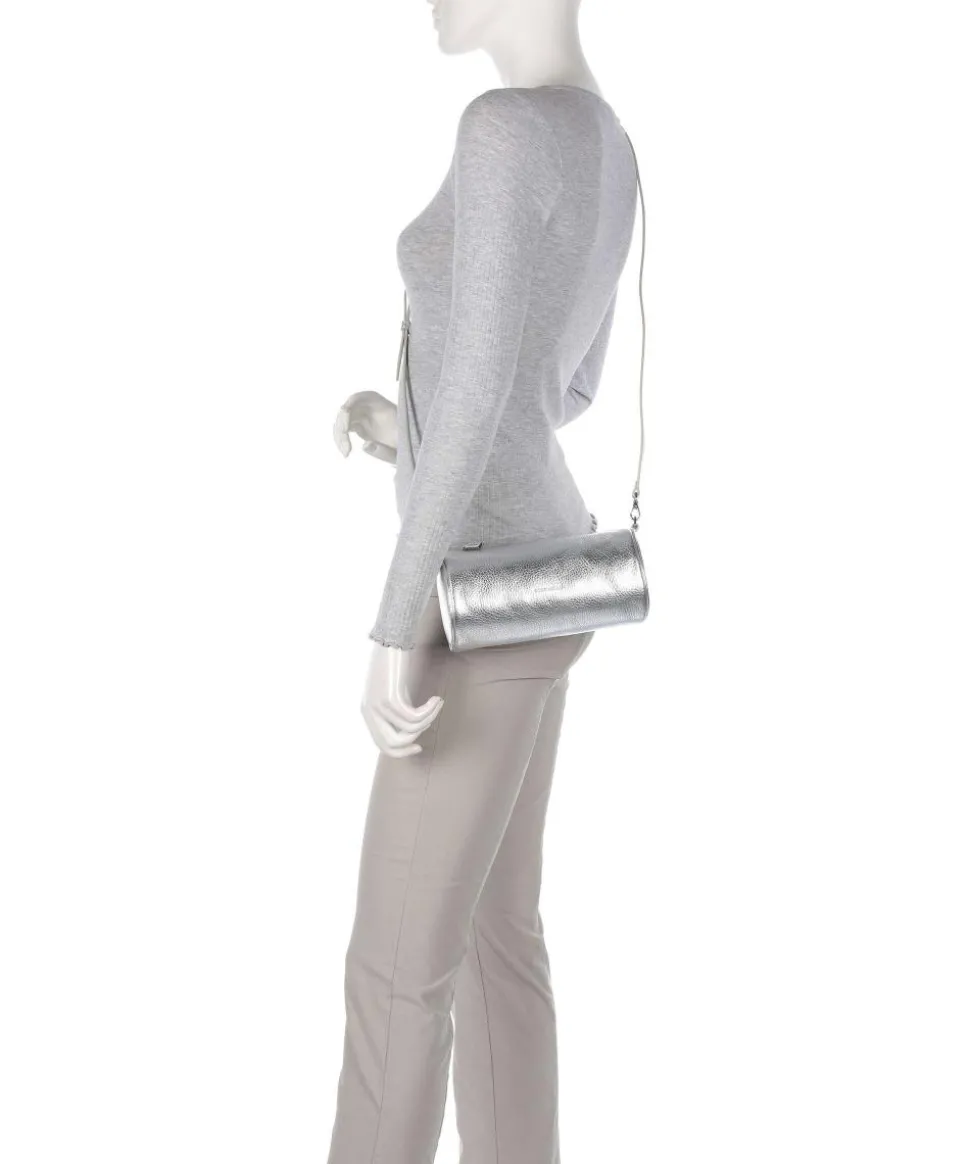 Aura Schultertasche Leder silber