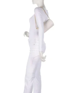 Aura Schultertasche Leder weiß