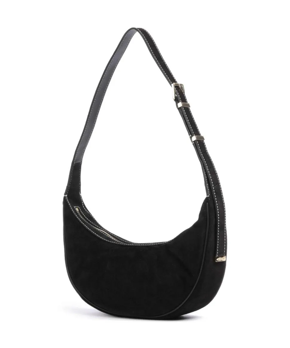 Avra Schultertasche aufgerautes Kalbsleder schwarz