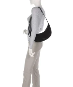 Avra Schultertasche aufgerautes Kalbsleder schwarz