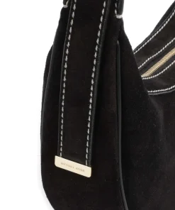 Avra Schultertasche aufgerautes Kalbsleder schwarz