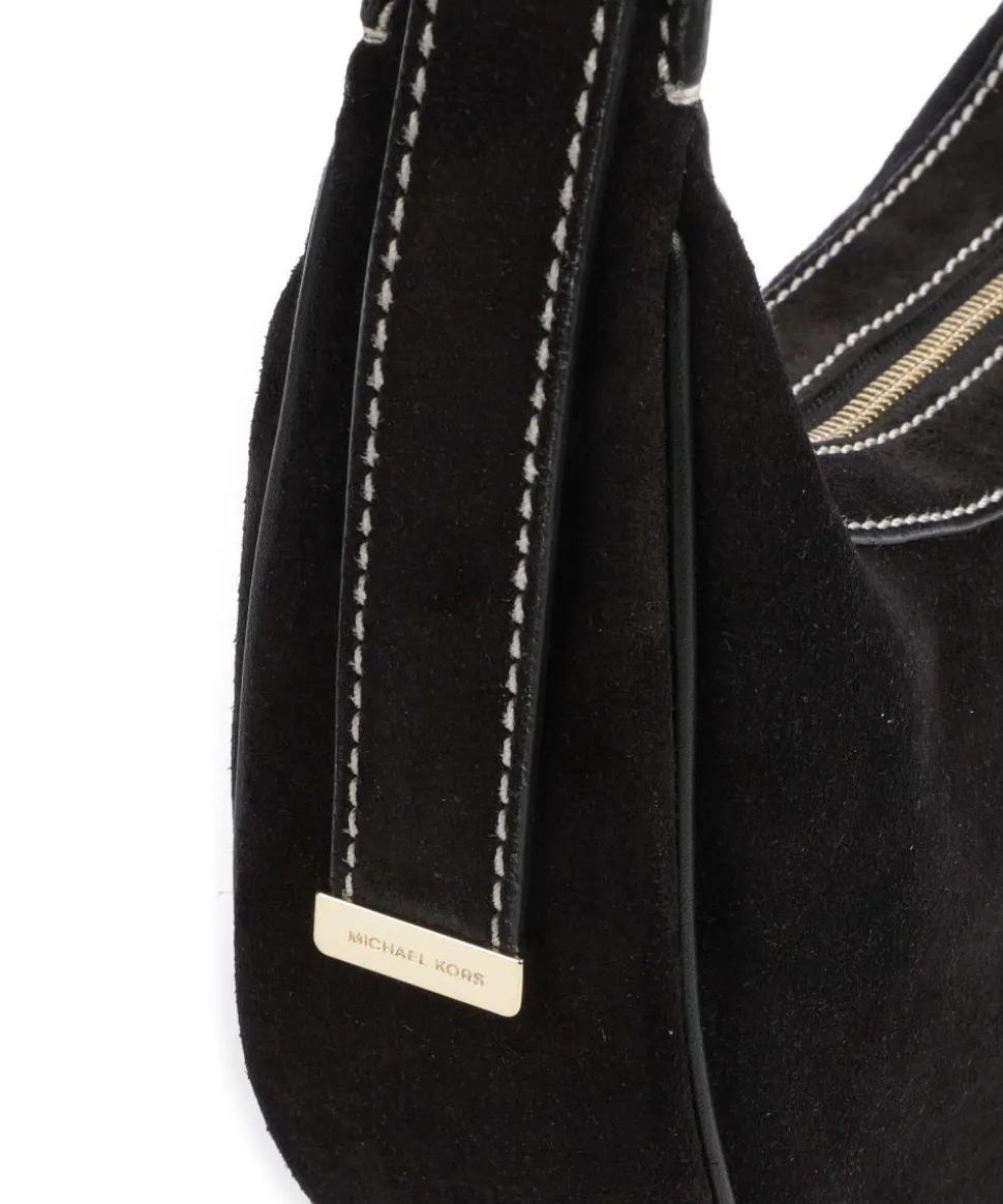 Avra Schultertasche aufgerautes Kalbsleder schwarz