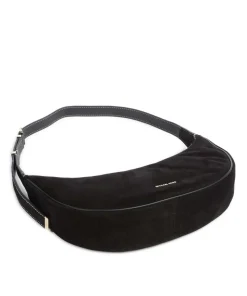 Avra Schultertasche aufgerautes Kalbsleder schwarz