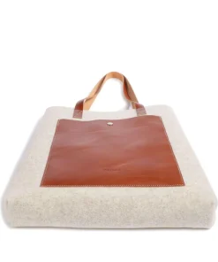 Babette Shopper fein genarbtes Leder, Textil beige/braun