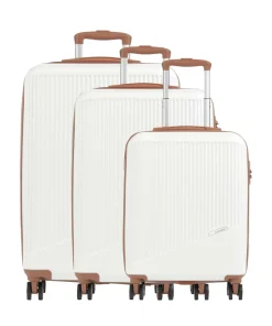 Bali 4-Rollen Trolley Set weiß/braun 3-tlg.