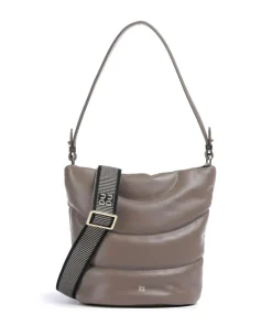 Barbara M. Bucket bag fein genarbtes Leder taupe