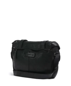 Barbershop Anchor Kuriertasche genarbtes Leder schwarz