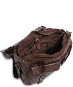 Barbershop Bandholz Kuriertasche fein genarbtes Leder dunkelbraun