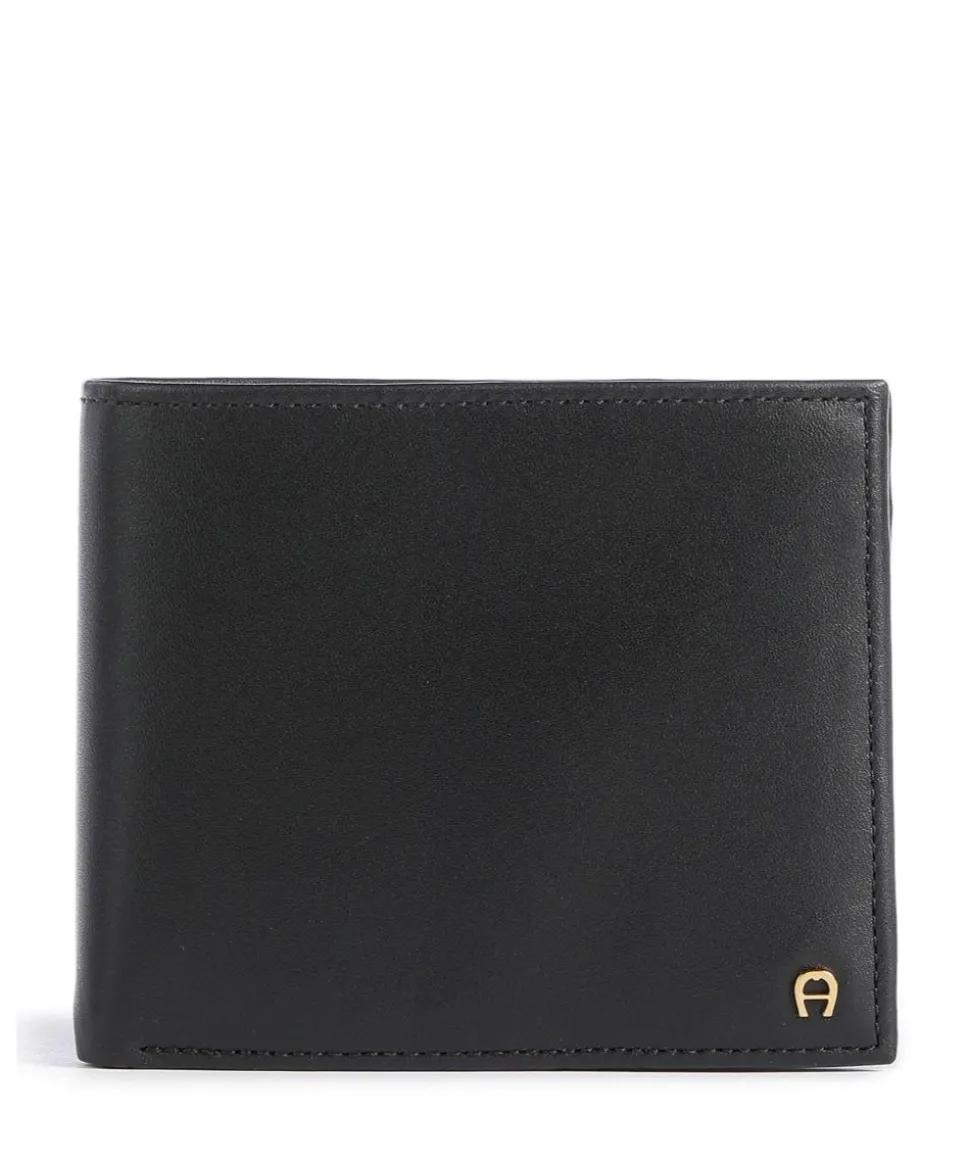 Basics Geldbörse fein genarbtes Rindsleder schwarz