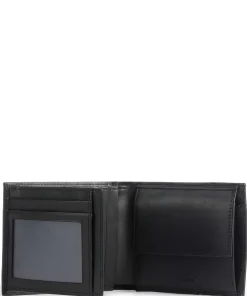 Basics Geldbörse fein genarbtes Rindsleder schwarz