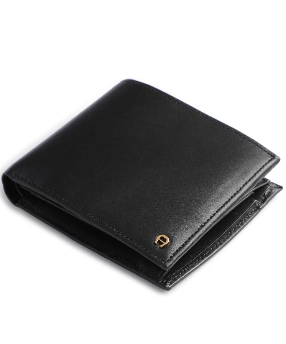 Basics Geldbörse fein genarbtes Rindsleder schwarz