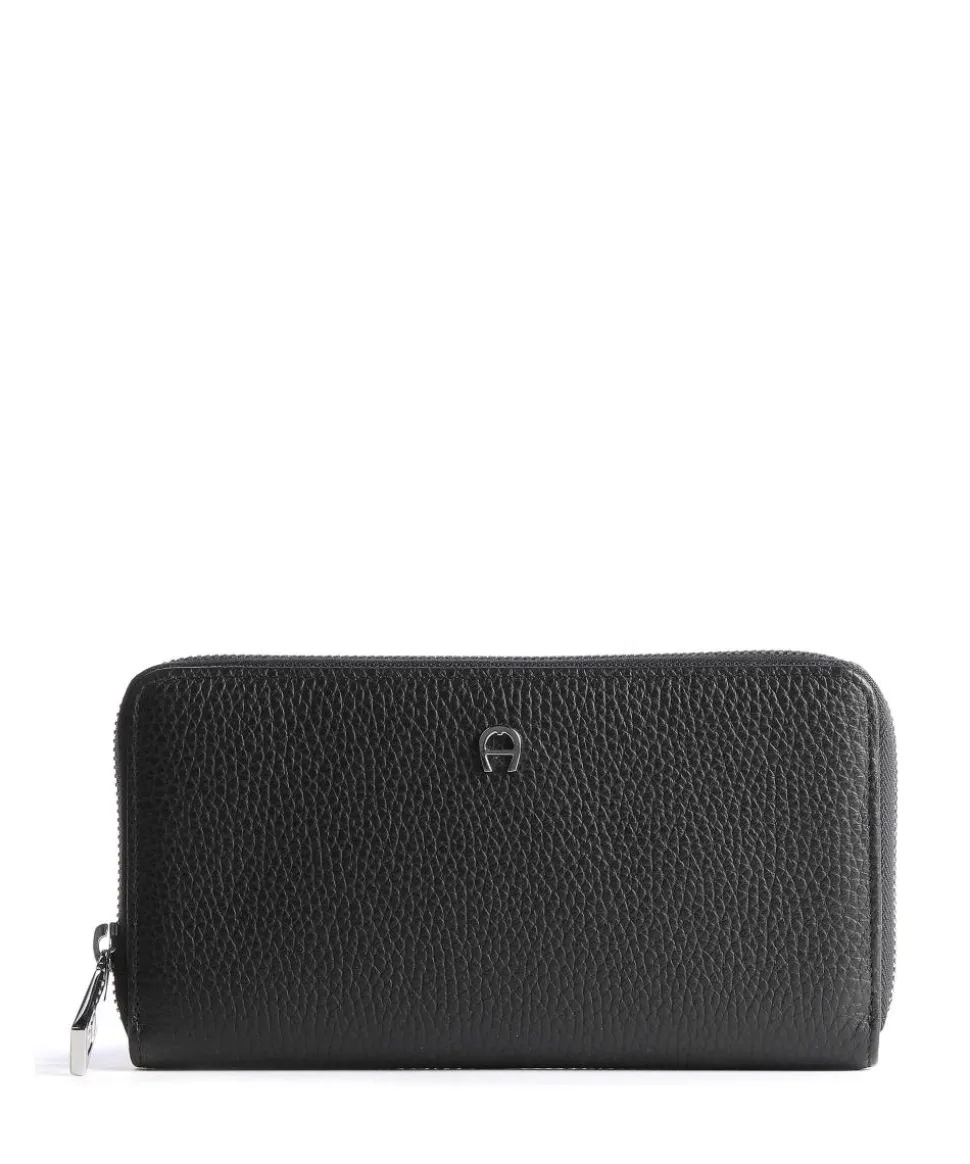 Basics Geldbörse Leder schwarz