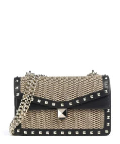 BCAVET Schultertasche Papier, Lederimitat beige/schwarz