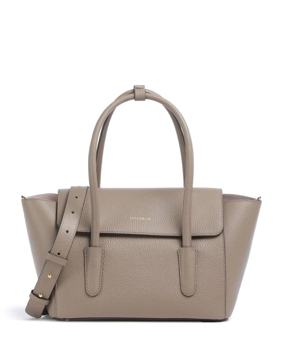 Beat Double Handtasche genarbtes Rindsleder taupe