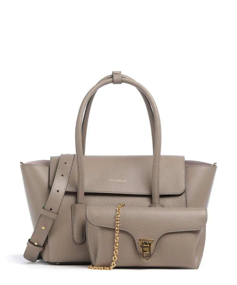 Beat Double Handtasche genarbtes Rindsleder taupe