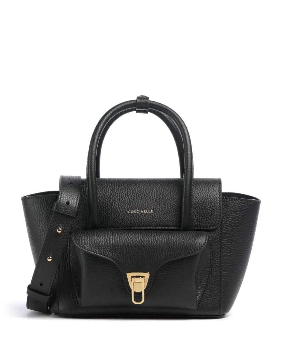 Beat Double Handtasche genarbtes Rindsleder schwarz