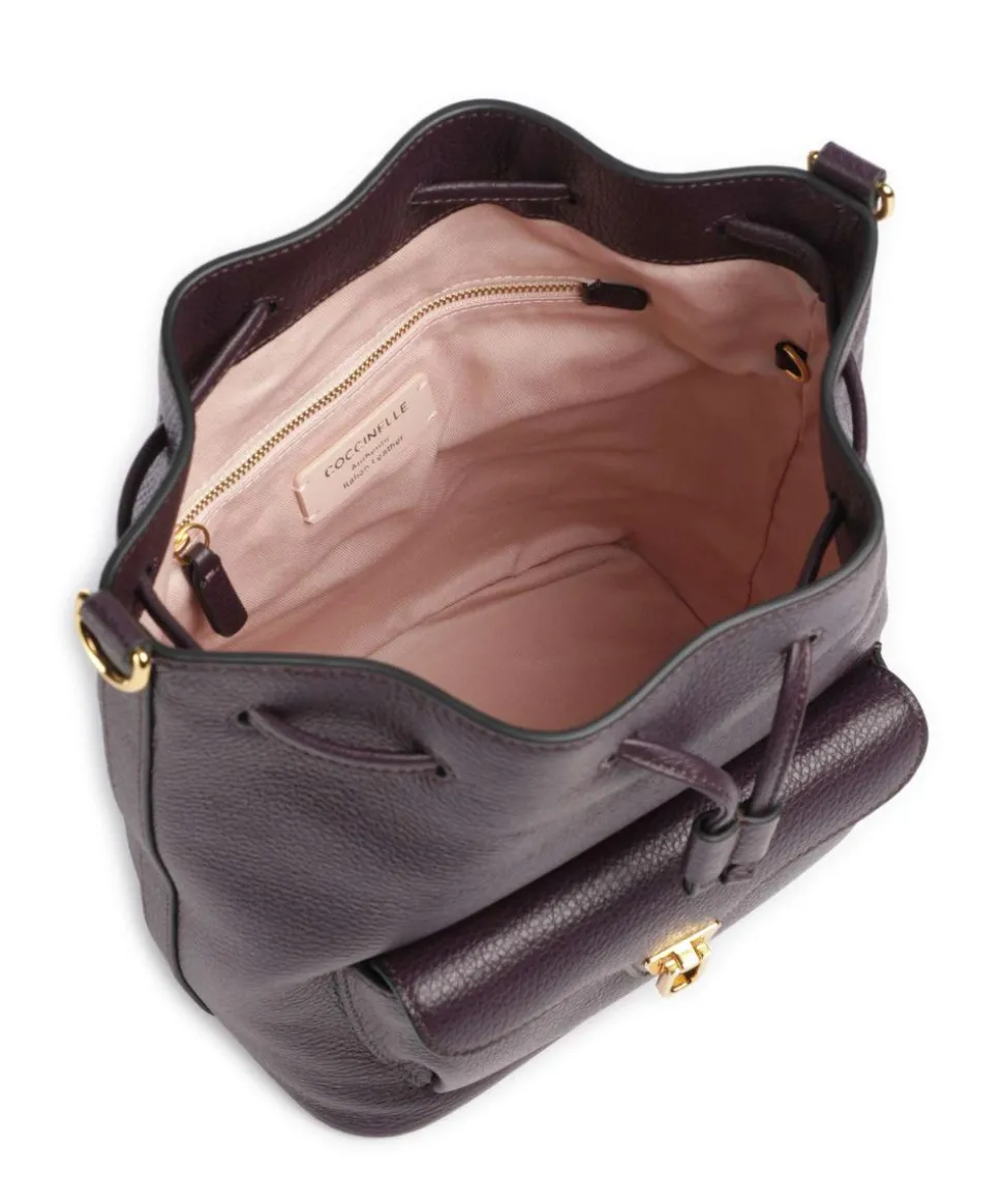 Beat Generation Bucket bag genarbtes Rindsleder pflaume