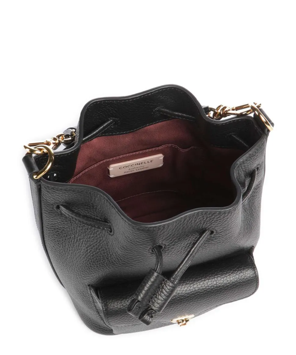 Beat Generation Bucket bag genarbtes Rindsleder schwarz
