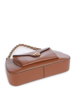 Beat Schultertasche genarbtes Rindsleder braun