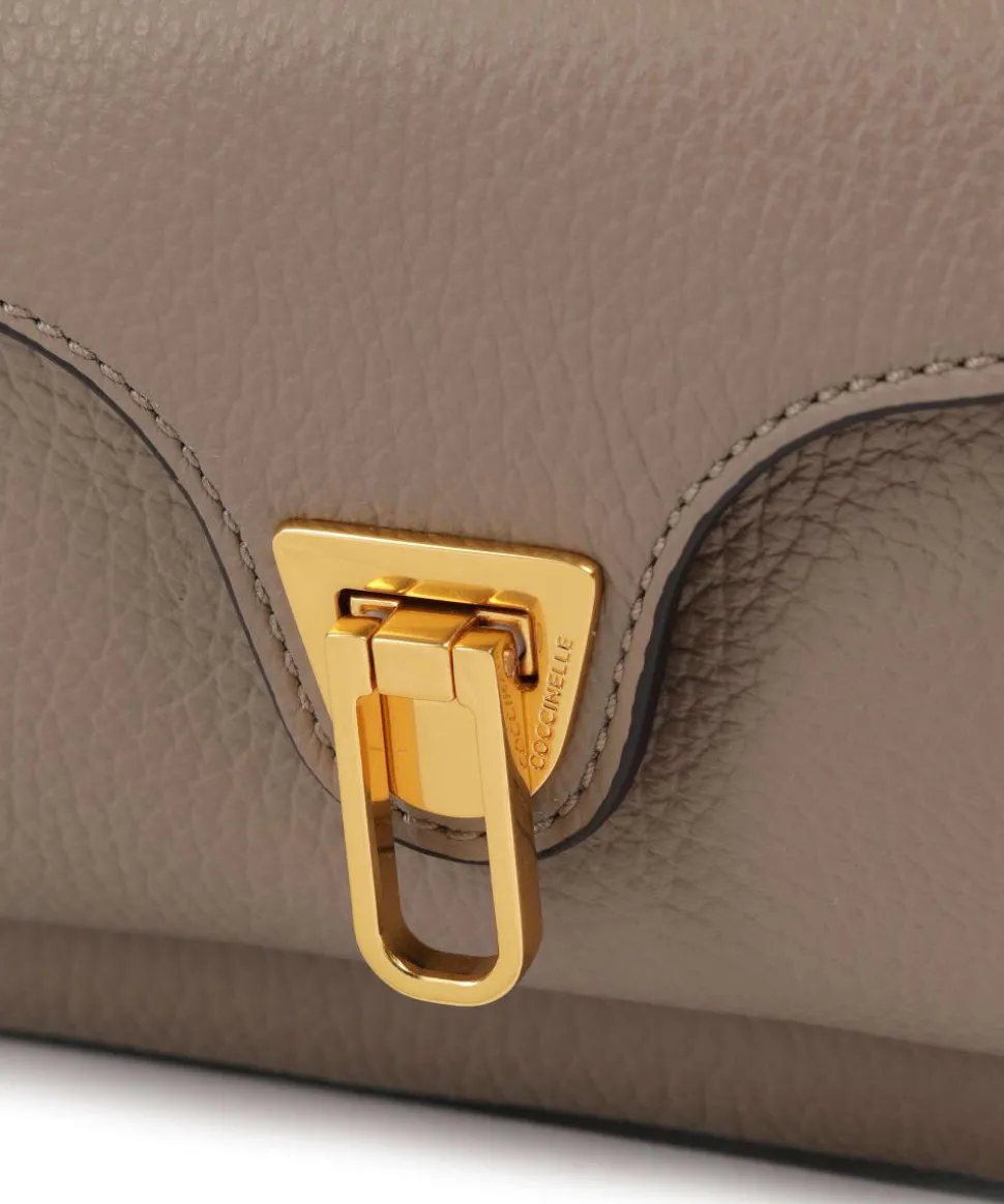 Beat Soft Ribbon Umhängetasche genarbtes Leder taupe