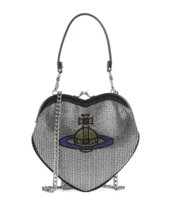 Belle Heart Frame Diamante Umhängetasche fein genarbtes Kalbsleder schwarz