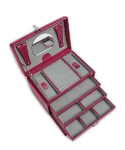 Beluga Schmuckkasten genarbtes Rindsleder brombeer