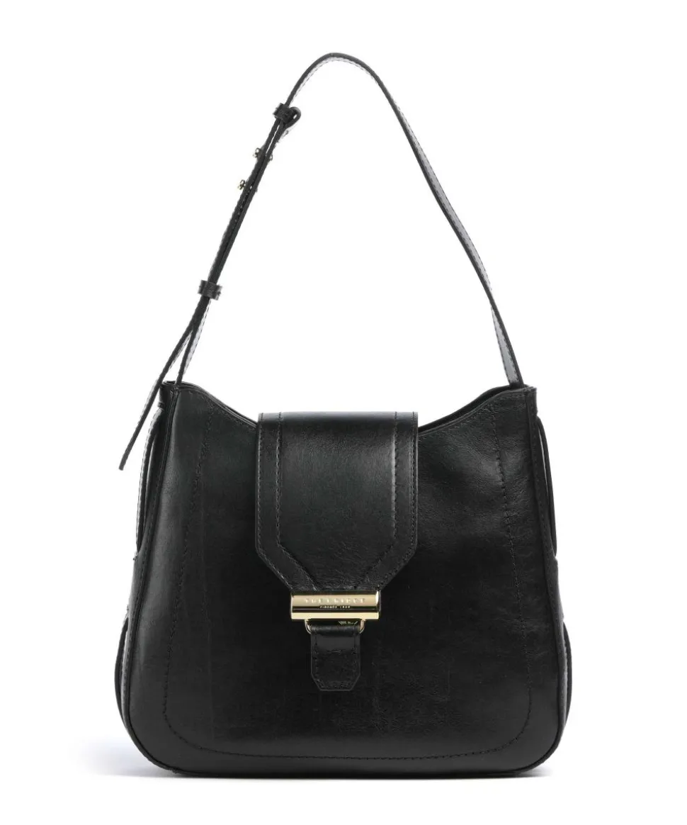 Benedetta Schultertasche fein genarbtes Rindsleder schwarz