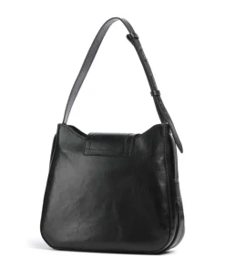 Benedetta Schultertasche fein genarbtes Rindsleder schwarz