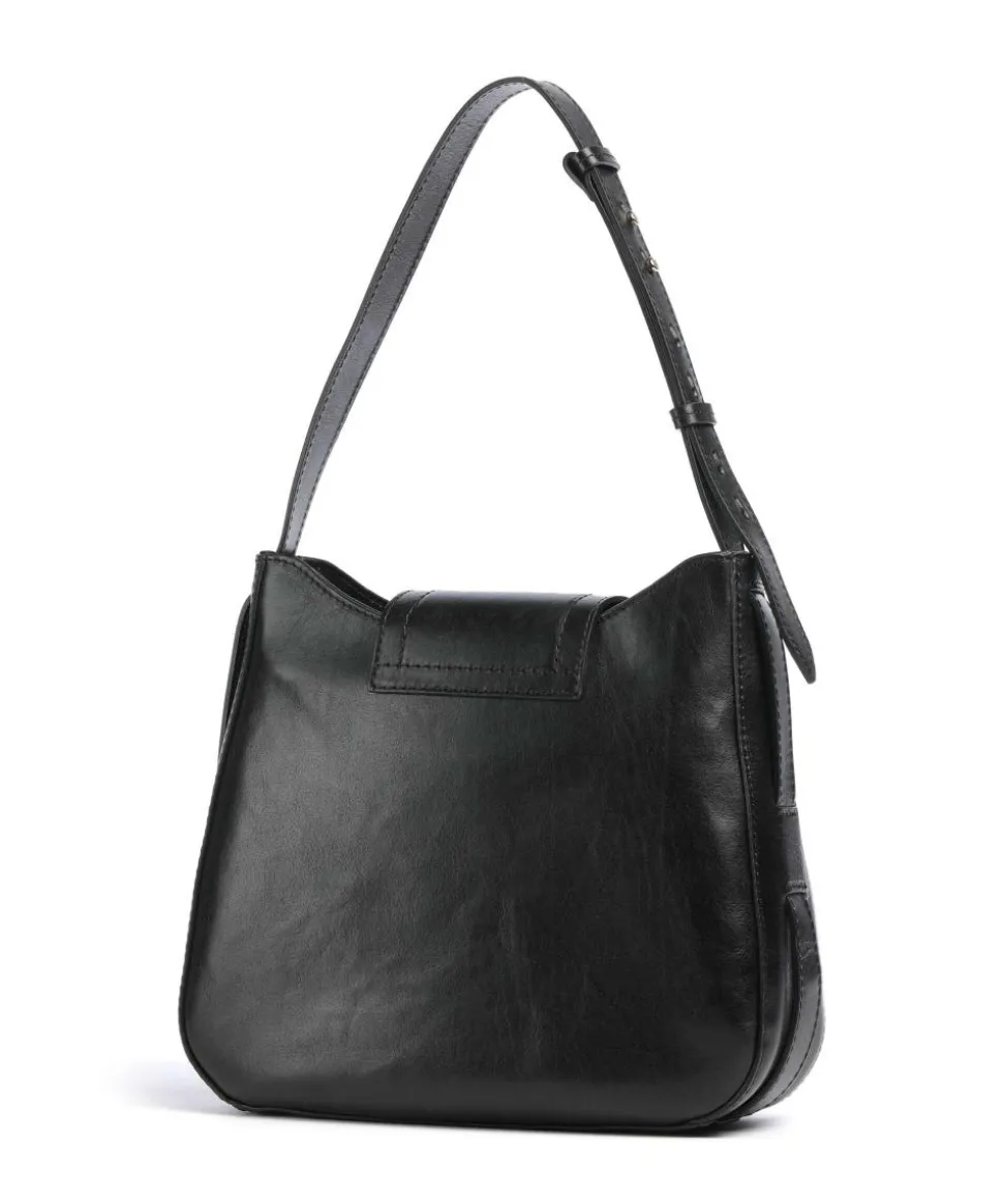 Benedetta Schultertasche fein genarbtes Rindsleder schwarz