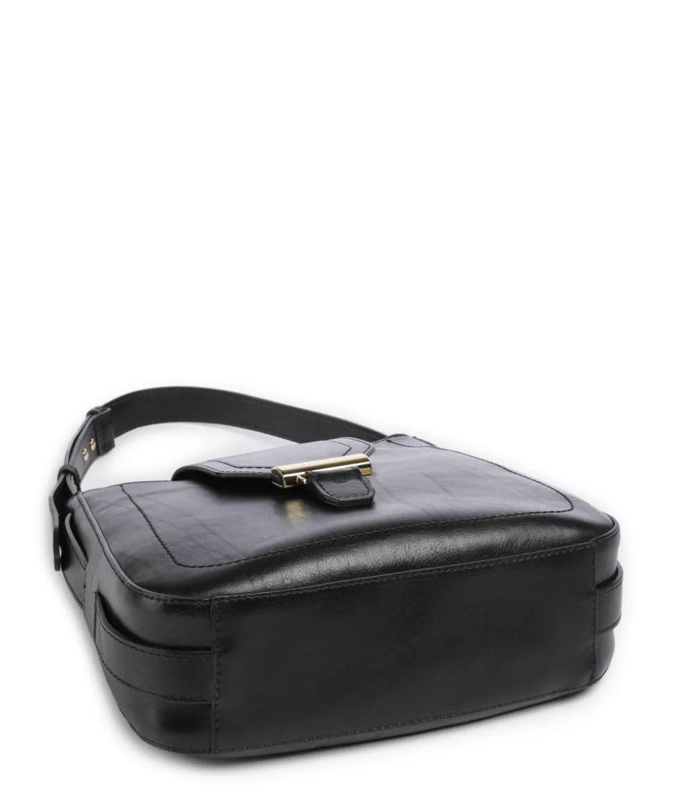 Benedetta Schultertasche fein genarbtes Rindsleder schwarz