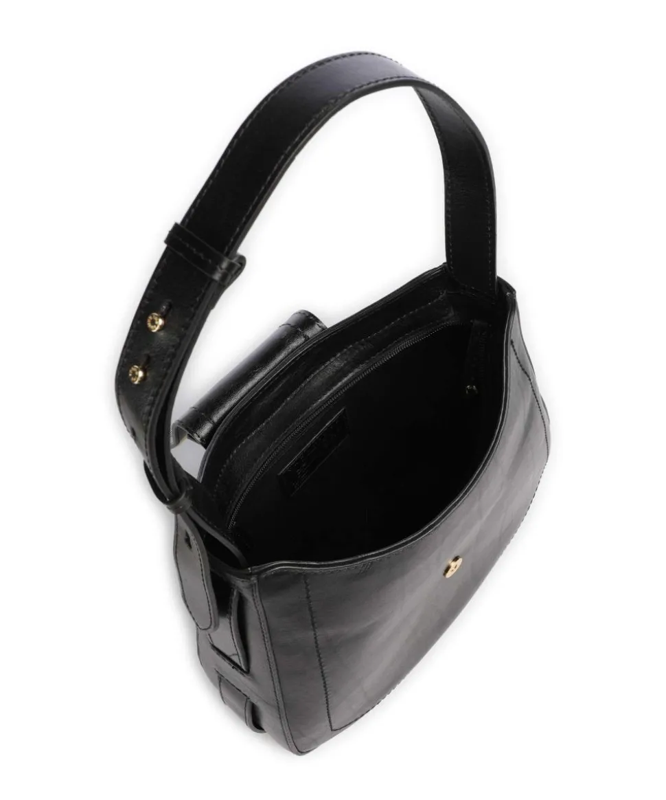 Benedetta Schultertasche fein genarbtes Rindsleder schwarz