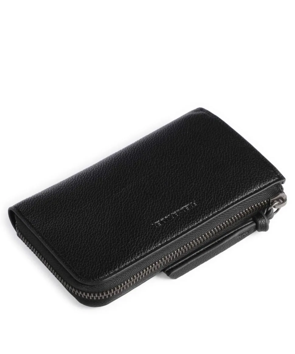 Bestie Half-Zip Geldbörse recyceltes Leder schwarz