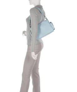 Bestie Schultertasche recyceltes Leder hellblau